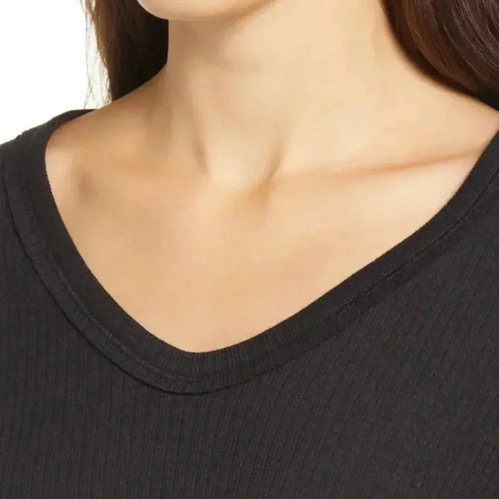 TREASURE & BOND NORDSTROM NWT Waffle Knit V Neck Long Sleeve Top Shirt - Picture 4 of 10